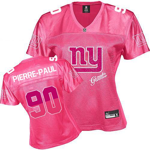 Giants #90 Jason Pierre-Paul Pink 2011 Women's Fem Fan Stitched NFL Jersey - Click Image to Close
